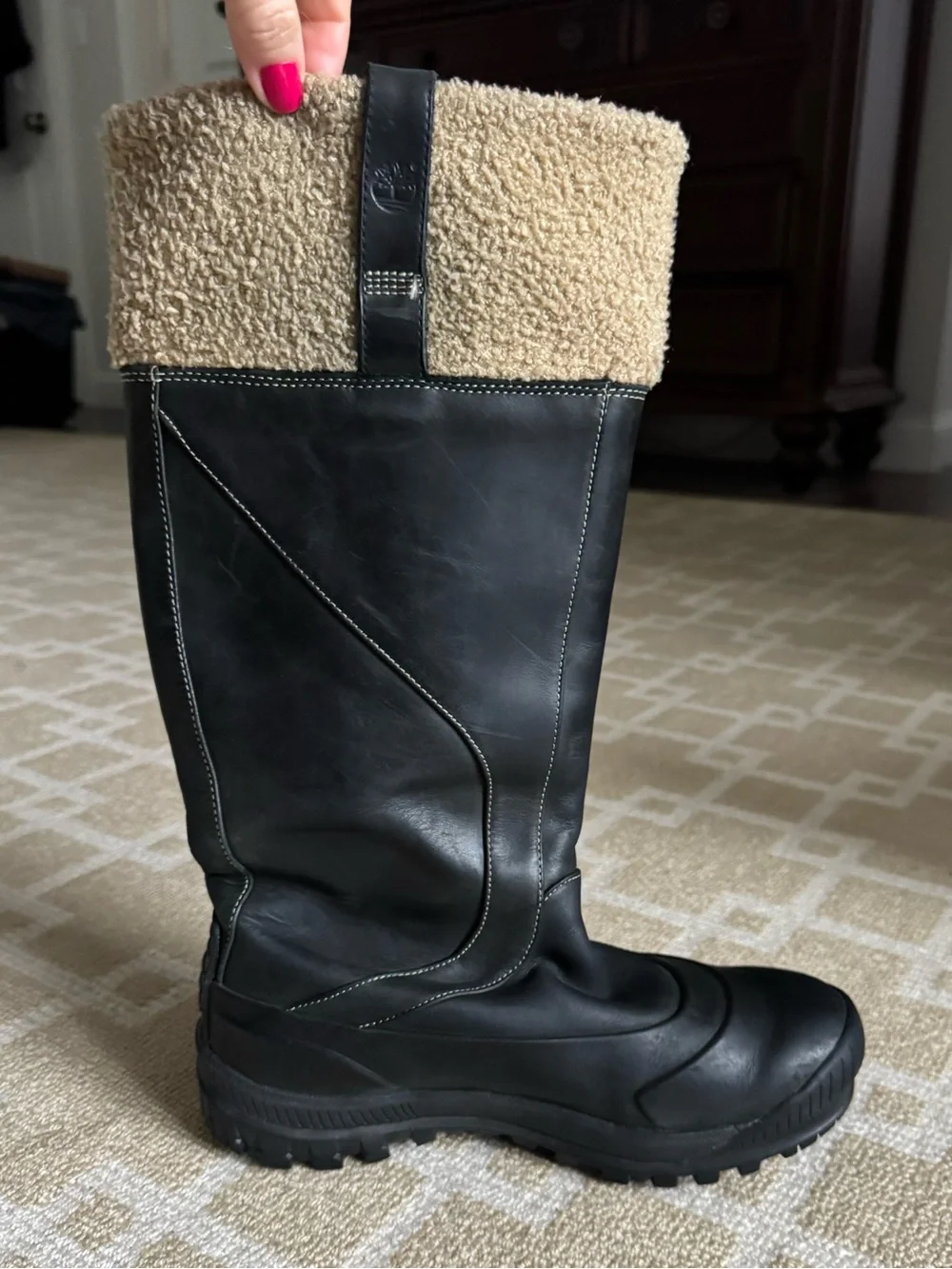 Timberland Earthkeepers Mount Holly Tall Waterproof Boots Black Leather Size 8